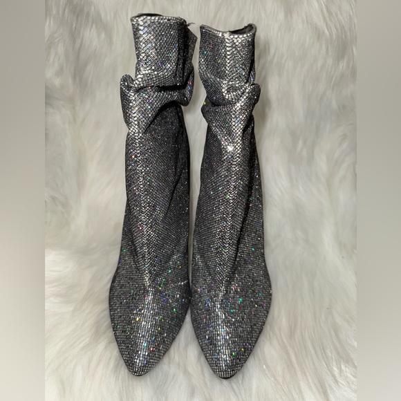 ETC! Elegant Silver Heeled Boots for Women - Picture 1 of 8